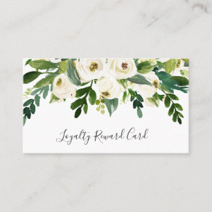 Elegant Greenery White Floral Lashes Business Klantenkaartje