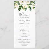 Elegant Greenery White Floral Wedding Programma (Voorkant)