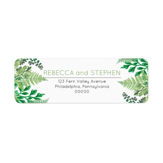 Elegant Greenery | Wild Ferns Wedding Etiket (Voorkant)