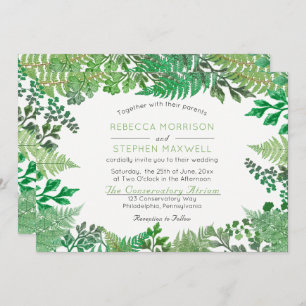 Elegant Greenery Wild Ferns Wedding Invitation Kaart