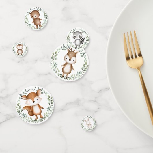 Elegant Greenery Woodland Greenery Animals Party Confetti (Groep)