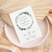Elegant Greenery Wreath Wedding Invitation