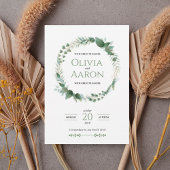 Elegant Greenery Wreath Wedding Invitation