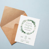 Elegant Greenery Wreath Wedding Invitation