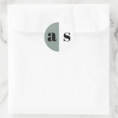 Elegant greenish grijs monogram bruiloft ronde sticker (Tas)