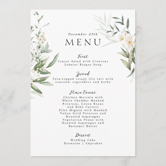 Elegant Greens Lovely Wedding Menu (Voorkant)