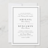 Elegant grenst zwart-wit-minimalistische bruiloft kaart (Voorkant)