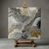 Elegant Grey and Gold Liquid Marble Agate Tegeltje