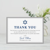 Elegant Grey and Navy Blue Bar Mitzvah Bedankkaart (Staand voorkant)
