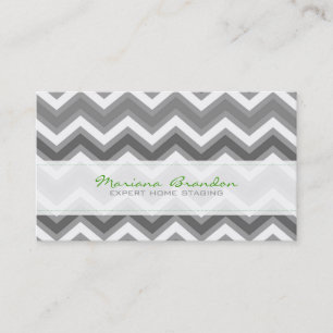 Elegant Grey and White Chevron Pattern 2 Visitekaartje