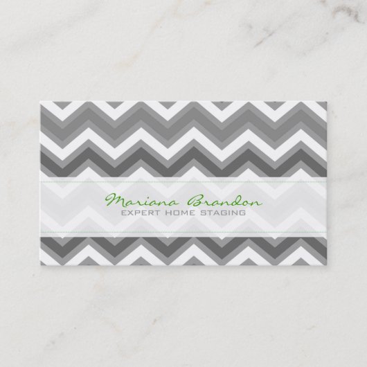 Elegant Grey and White Chevron Pattern 2 Visitekaartje (Voorkant)