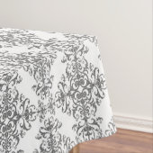 Elegant Grey and White Floral Style Damask Tafelkleed (Voorbeeld)