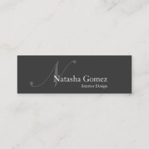 Elegant Grey and White Monogram SLIM Visitekaartje