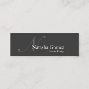 Elegant Grey and White Monogram SLIM Visitekaartje