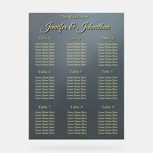 Elegant Grey Background Wedding Seating Chart (Recto)