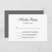 Elegant Grey | Black | Cartes RSVP (Devant / Derrière)