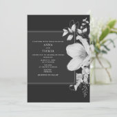 Elegant Grey Black & White Wedding Invitation Kaart (Staand voorkant)