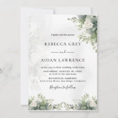Elegant Grey Botanical Wedding Invitation (Devant)