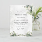 Elegant Grey Botanical Wedding Invitation (Debout devant)