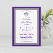 Elegant grey caps graduation ceremony invitation (Debout devant)
