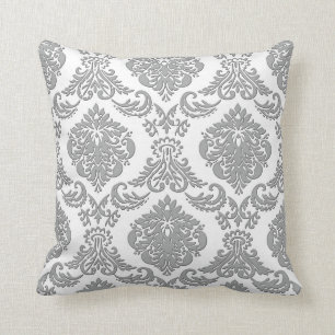 Elegant Grey Damask Pattern Art Kussen
