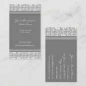 Elegant Grey Damask Visitekaartjes (Voorkant / Achterkant)