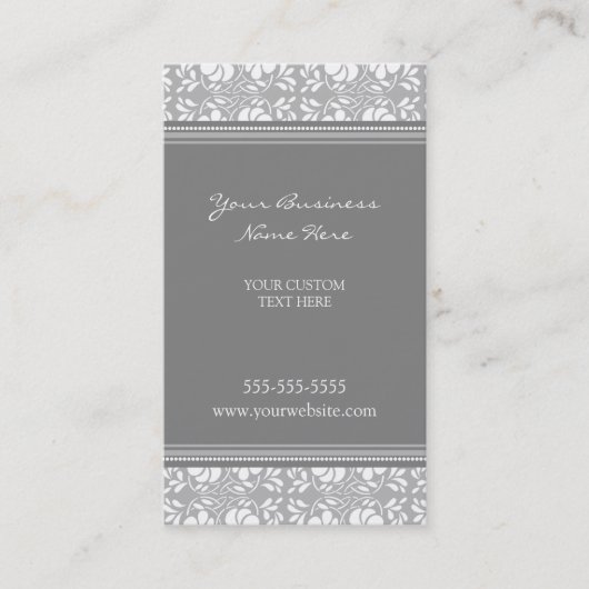 Elegant Grey Damask Visitekaartjes (Voorkant)