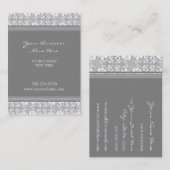 Elegant Grey Damask Visitekaartjes (Voorkant / Achterkant)