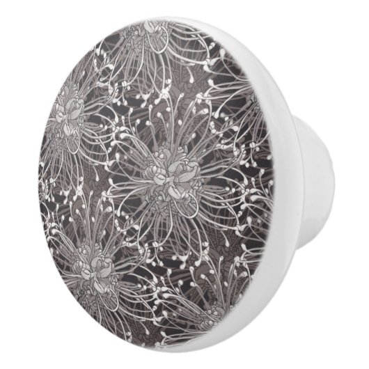 Elegant Grey Dandelion Flowers Keramische Knop (Rechts)