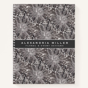 Elegant Grey Dandelion Flowers   Naam en onderwerp Notitieboek