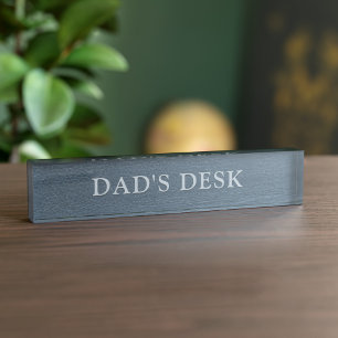 Elégant Grey Faux Cuir Papa's Desk Nom Plaque