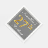 Elegant Grey, Faux Gold 27th Birthday; Aangepaste  Servet (Hoek)