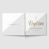 Elegant Grey gold Cross Baby Custom Baptism Gastenboek (Volledig)