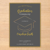 Elegant Grey & Gold Graduation Invitation (Recto)