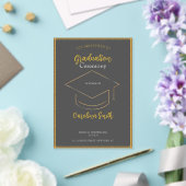 Elegant Grey & Gold Graduation Invitation (Insitu (Mariage))