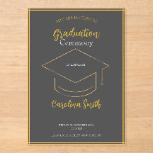 Elegant Grey & Gold Graduation Invitation