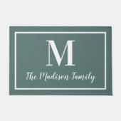 Elegant Grey Green Custom Monogram Initiaal Deurmat (Voorkant)