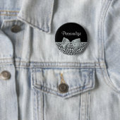 Elegant Grey Jaguar Print  naam Silver Bow Ronde Button 5,7 Cm (In situ)