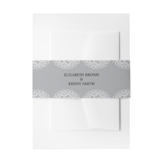 Elegant Grey Lace Invitation Belly Band Uitnodigingen Wikkel