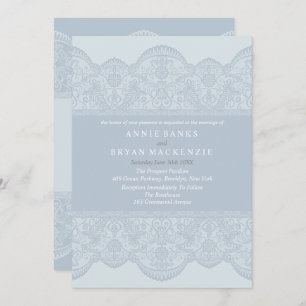 Elegant Grey Lace Wedding Invitations Kaart