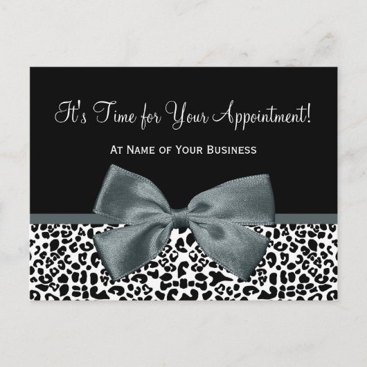Elegant Grey Leopard Salon Appointinder Briefkaart (Voorkant)