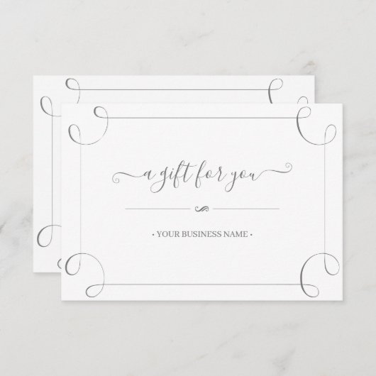 Elegant Grey Lijst Gepersonaliseerd Cadeaubon (Voorkant / Achterkant)