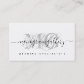 Elegant Grey Luxe Glam Script Monogram Visitekaartje (Voorkant)