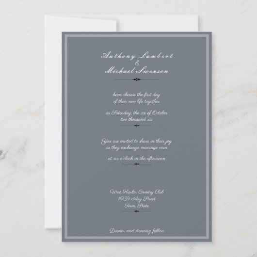 Elegant Grey on Grey, Faire-part de mariage photo (Dos)