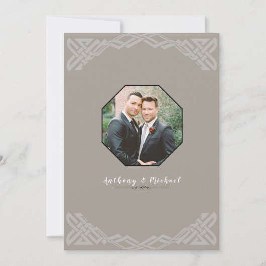 Elegant Grey on Taupe Photo Faire-part de mariage (Devant)