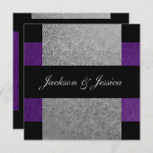Elegant Grey Paars Paisley Engagement Party Kaart (Voorkant / Achterkant)