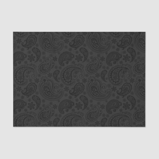 Elegant Grey  Paisley Black Background 3 Tissuepapier (Voorkant)
