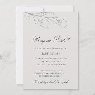 Elegant Grey Pencil Schetsbloemen Geslacht Kaart