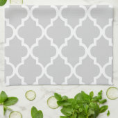 Elegant Grey Quatrefoil Tiles Pattern Theedoek (Gevouwen)
