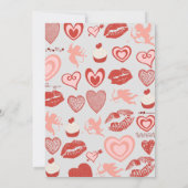 Elégant Grey Red Hearts invitations à 46e annivers (Dos)